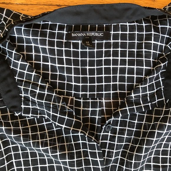 Women's Banana Republic Windowpane Checked Print Sheer Blouse - Picture 4 of 7